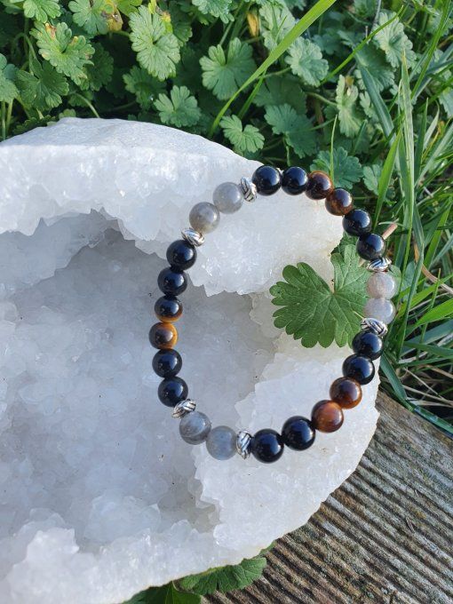 PROTECTION  Œil de tigre labradorite Obsidienne