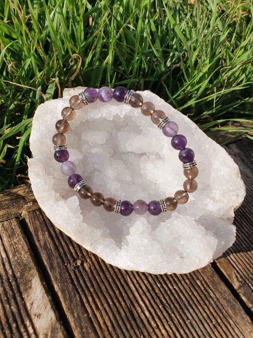 Améthyste Quartz fumé 8mm