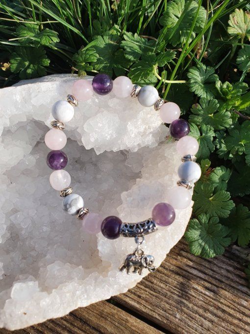 Quartz Rose, Améthyste Howlite 8mm