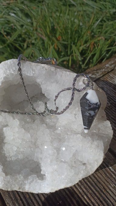 Collier Jaspe Zèbre pendule 